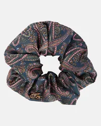 Etro Scrunchie in seta con stampa paisley Blu