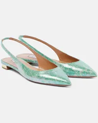 Aquazzura Ballerine slingback Purist in pelle stampata Verde