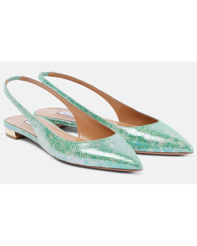 Aquazzura Ballerine slingback Purist in pelle stampata Verde