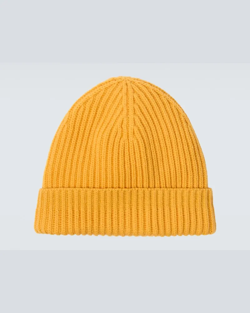 Umit Benan Berretto Paradiso in cashmere a coste Giallo