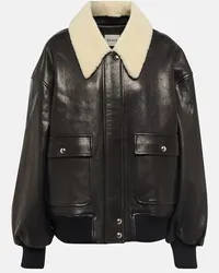 KHAITE Giacca Shellar in pelle e shearling Nero