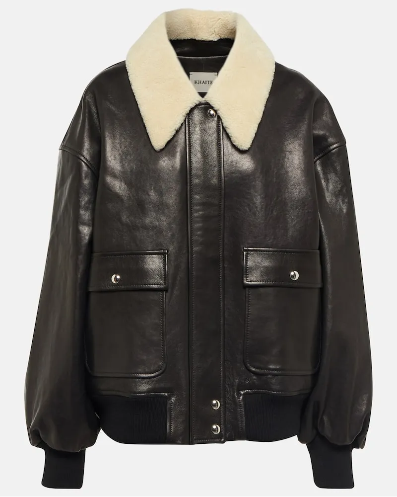 KHAITE Giacca Shellar in pelle e shearling Nero