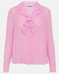 Self-Portrait Blusa in chiffon con fiocco Rosa