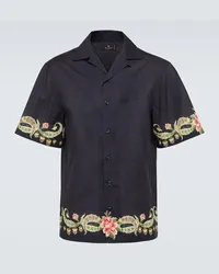 Etro Camicia bowling in cotone con stampa Blu