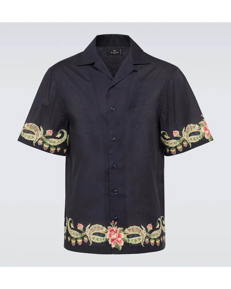Etro Camicia bowling in cotone con stampa Blu