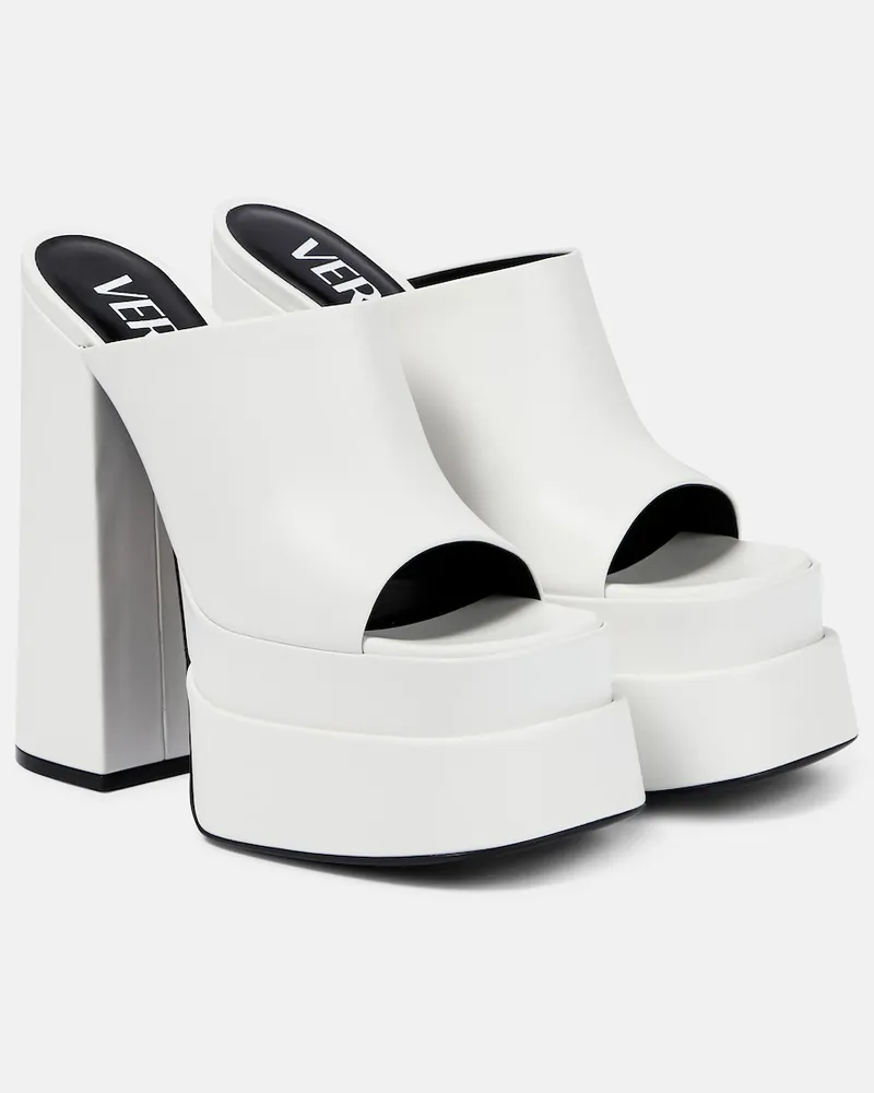 Versace Mules in pelle con plateau Bianco