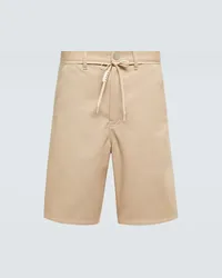 Marni Shorts in cotone con pelle Beige