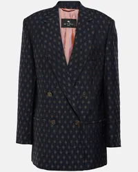 Etro Blazer in lana e cotone con stampa Blu