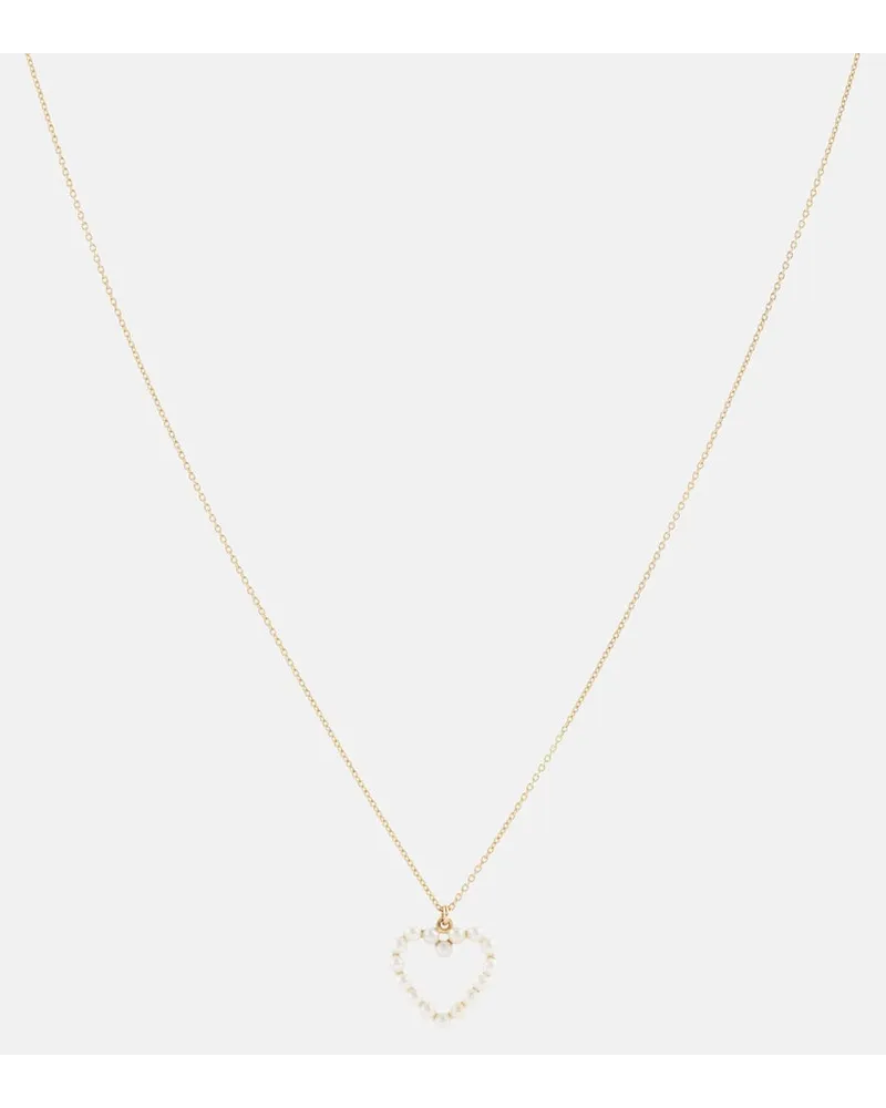 Sophie Bille Brahe Collana con ciondolo Pearl Heart in oro 14kt e perle Multicolore