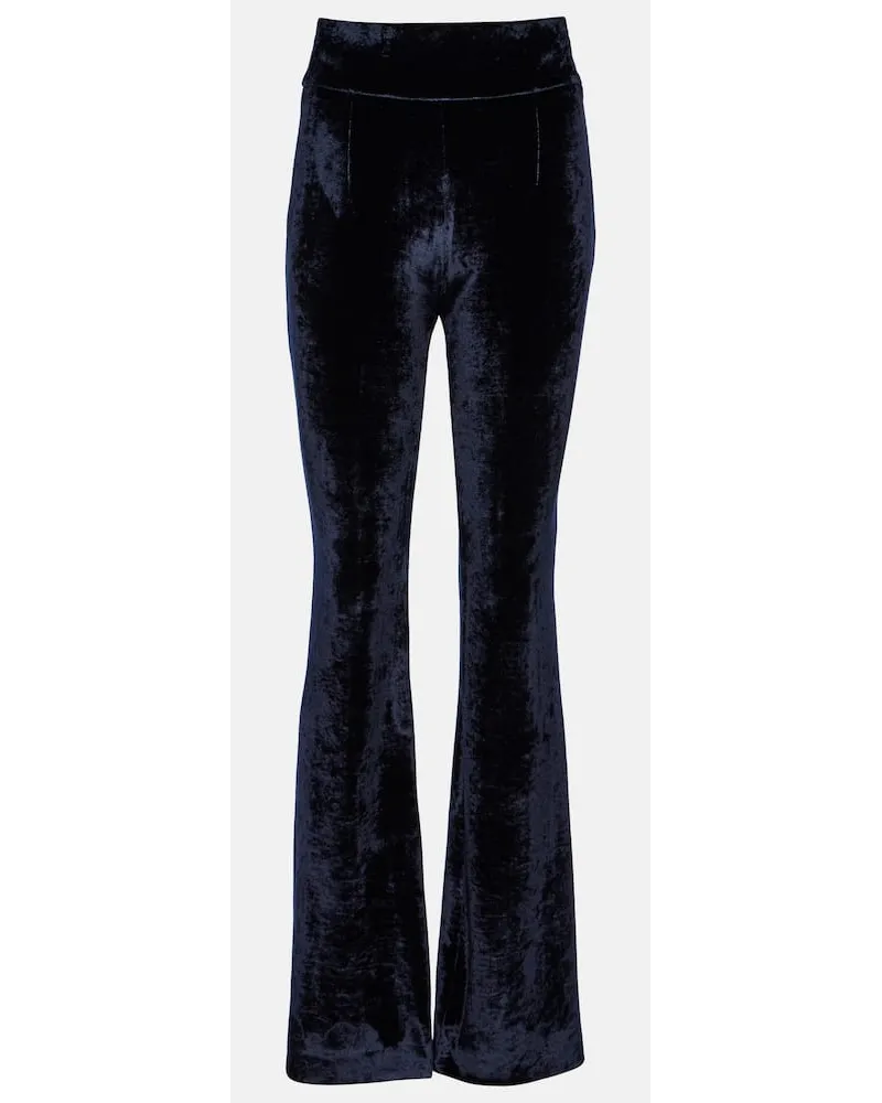 GALVAN Pantaloni regular in velluto a vita alta Blu