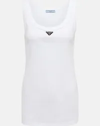 Prada Tank top in cotone con logo Bianco