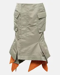 Sacai Gonna midi cargo in twill Verde