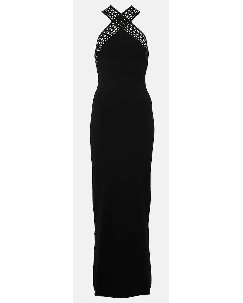 Alaïa AlaÃ¯a Abito lungo Vienne con scollo all'americana Nero