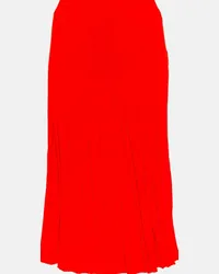 Stella McCartney Gonna midi in maglia di cotone a coste Rosso