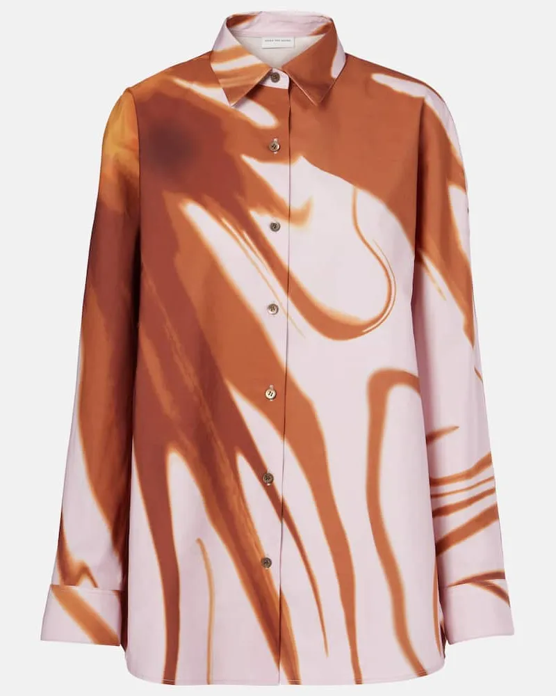 Dries van Noten Camicia in cotone con stampa Marrone