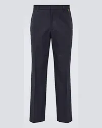 Gucci Pantaloni regular in twill di cotone Blu