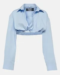 Jacquemus Top cropped Bahia in misto cotone Blu