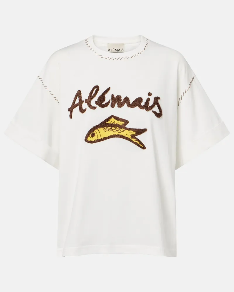 ALEMAIS Alémais T-shirt Scuba in cotone con ricamo Bianco
