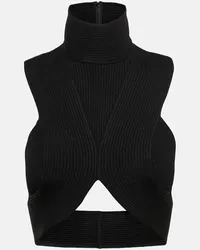 Alaïa Alaïa Top cropped in maglia a coste Nero