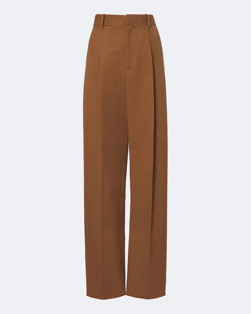 TOD'S Pantaloni a gamba larga in cotone Marrone