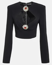 David Koma Top con cristalli e cut-out Nero