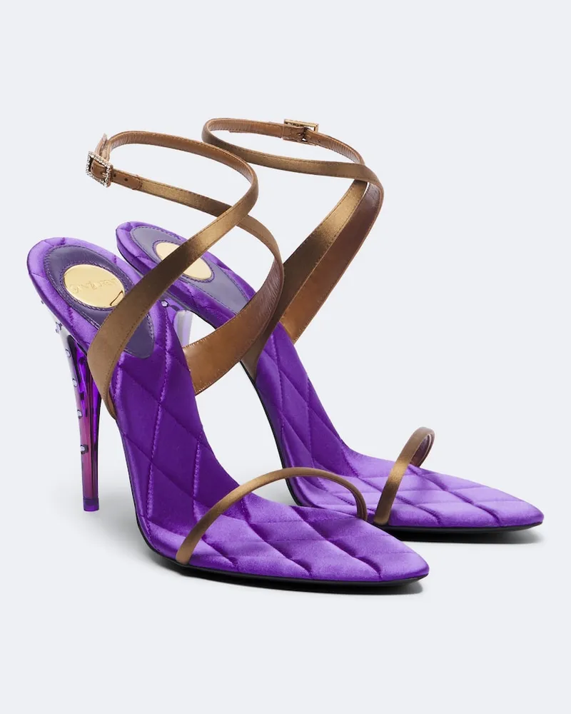 Saint Laurent Sandali Ivresse in raso con cristalli Multicolore
