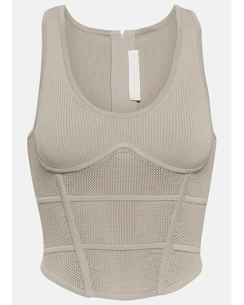 Dion Lee Bustier cropped in maglia a coste Verde