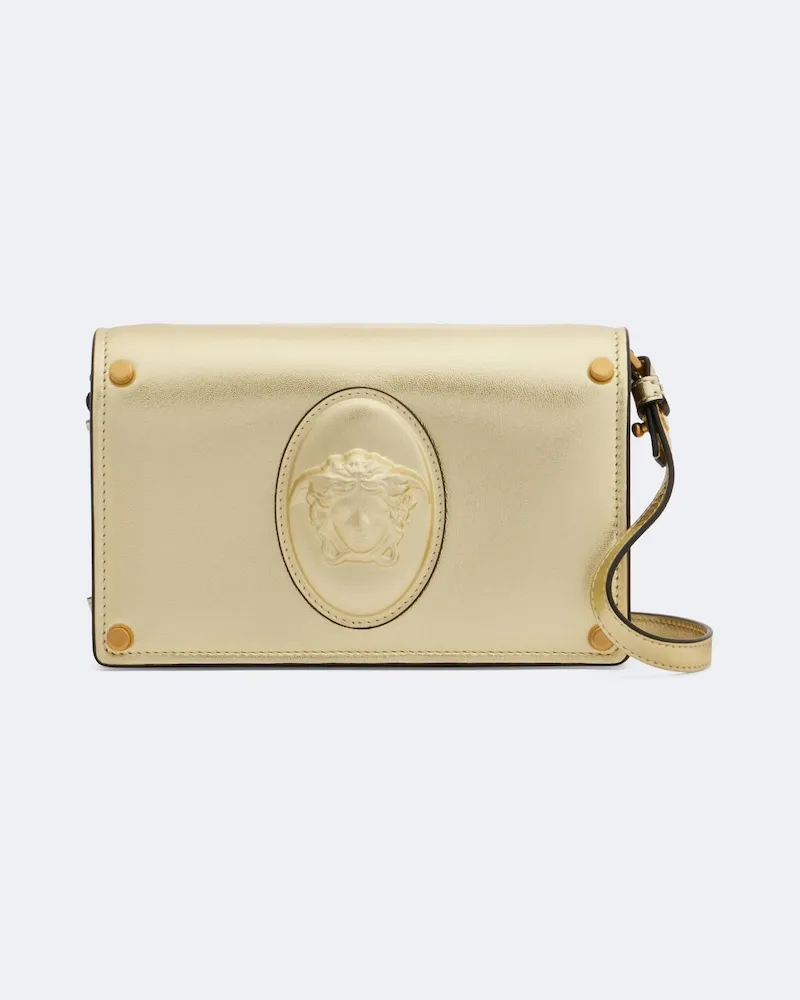 Versace Clutch Medusa Small in pelle metallizzata Oro