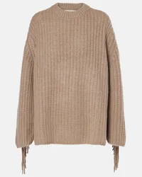 Lisa Yang Pullover Hilma in cashmere con frange Marrone