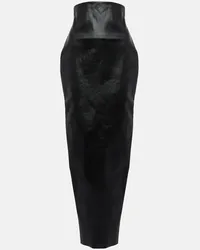 Rick Owens Gonna lunga in misto cotone rivestito Nero