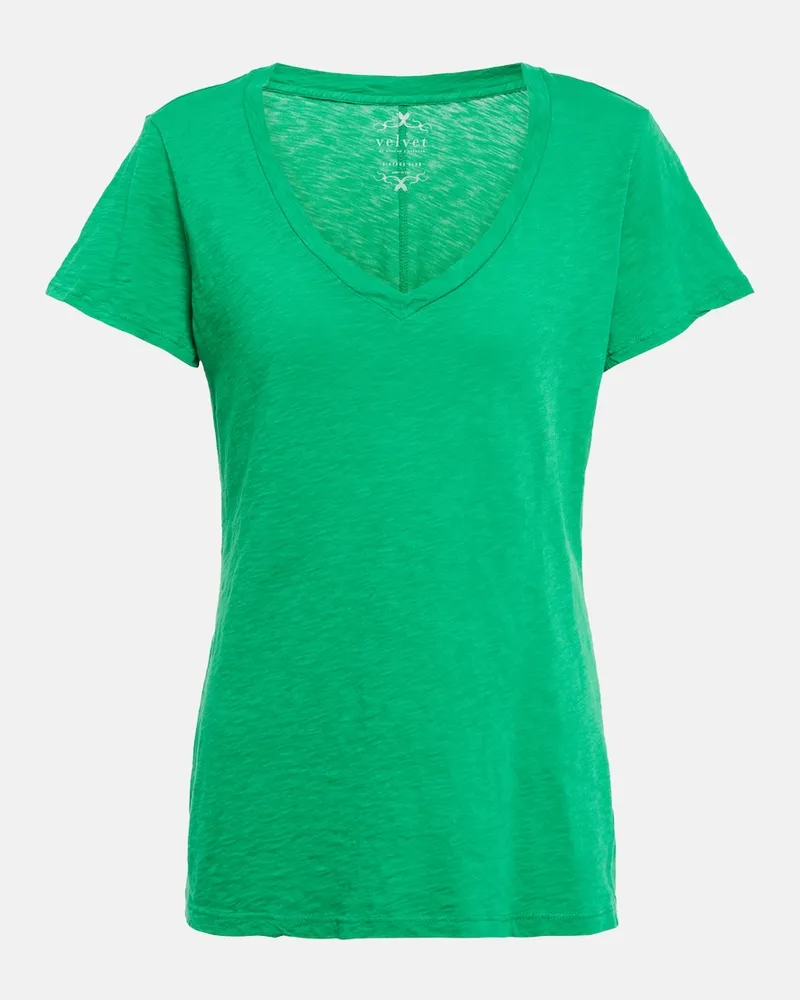 Velvet T-shirt Lilith in jersey di cotone Verde