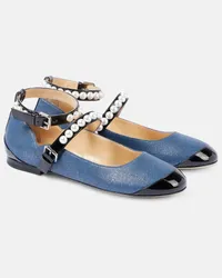 Mach & Mach Ballerine Mary Jane in denim Blu