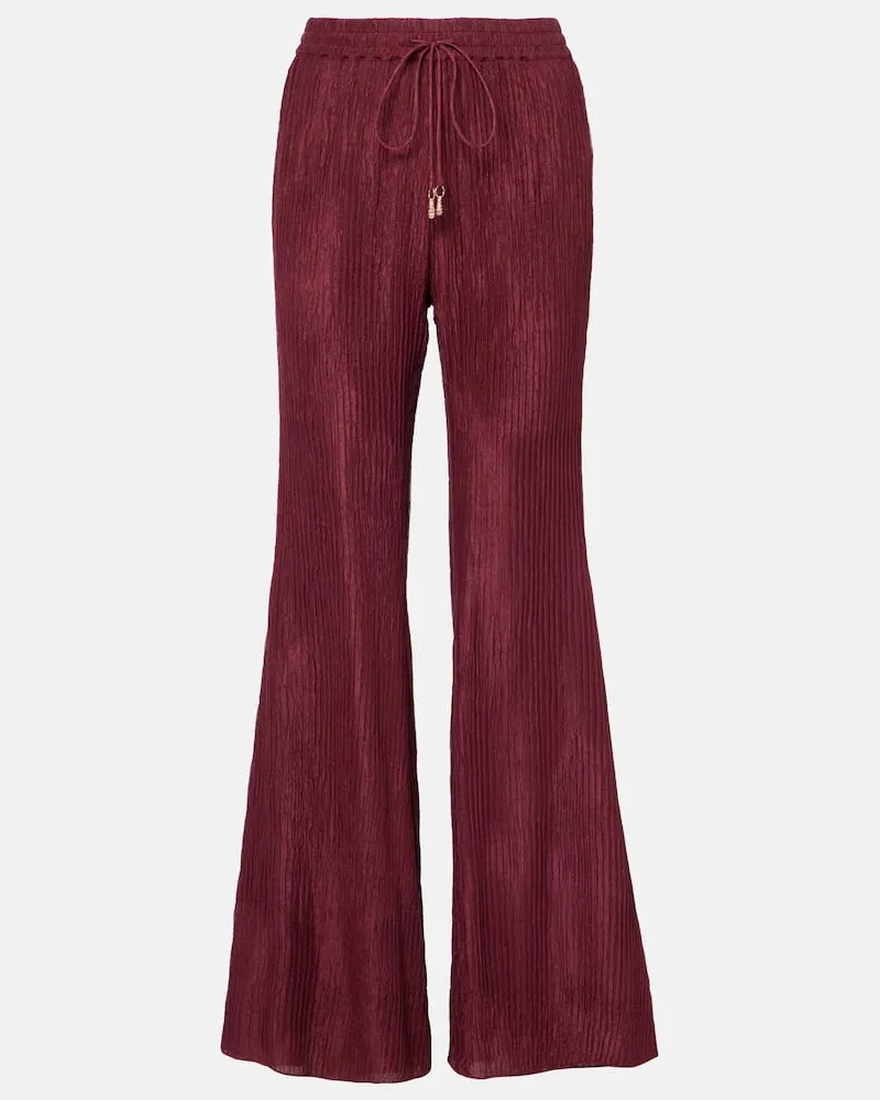 Gabriela Hearst Pantaloni flared Claude in seta Borgogna