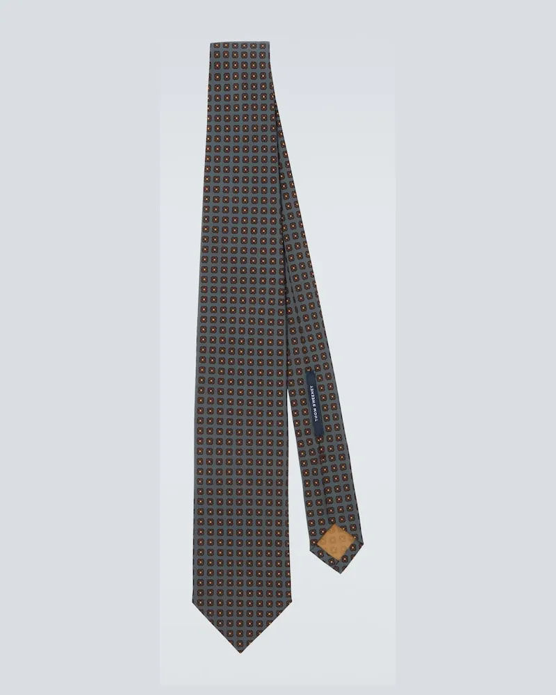 Thom Sweeney Cravatta in seta con stampa Blu