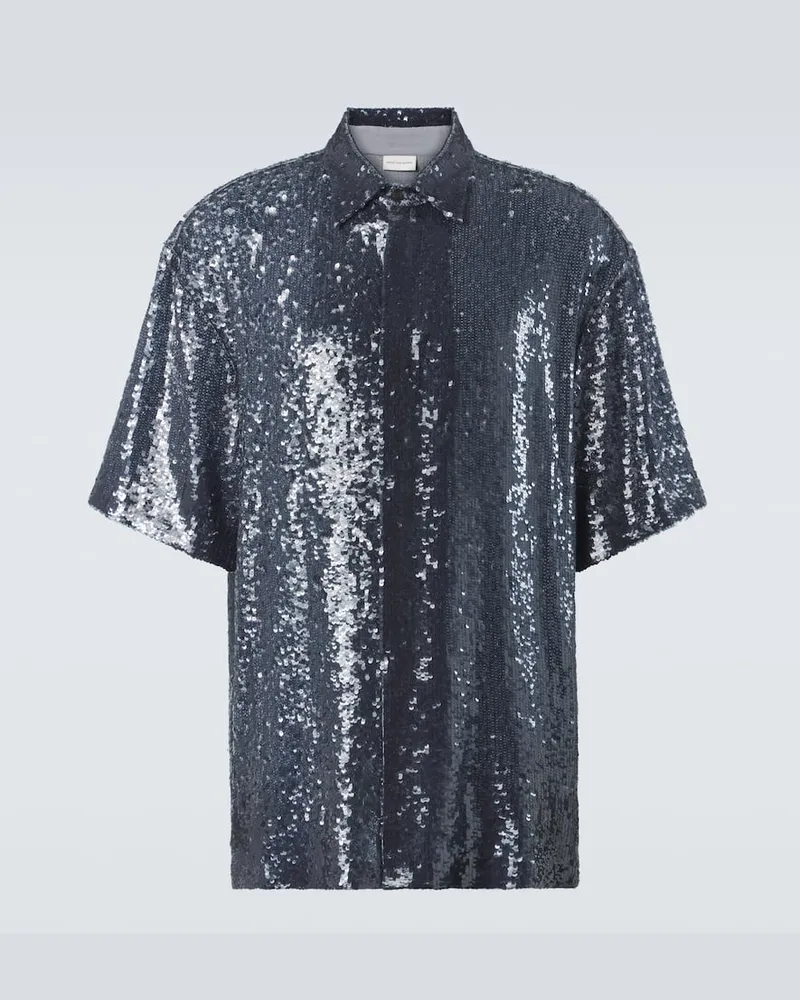 Dries van Noten Camicia con paillettes Blu