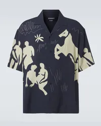 Jacquemus Camicia bowling Jean con stampa Blu