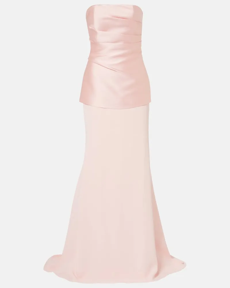 Solace London Abito lungo bustier Alia in raso Rosa