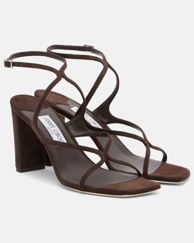 Jimmy Choo Sandali Azie in suede Marrone
