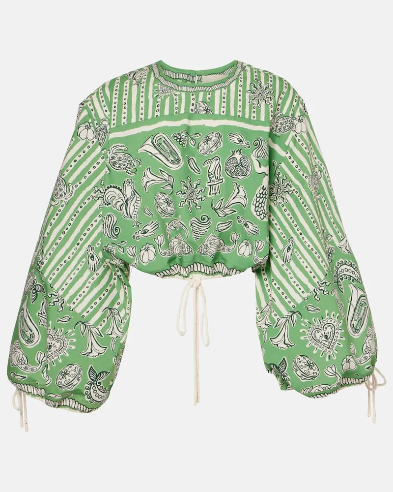 ALEMAIS AlÃ©mais Top cropped Lula in cotone con stampa Verde