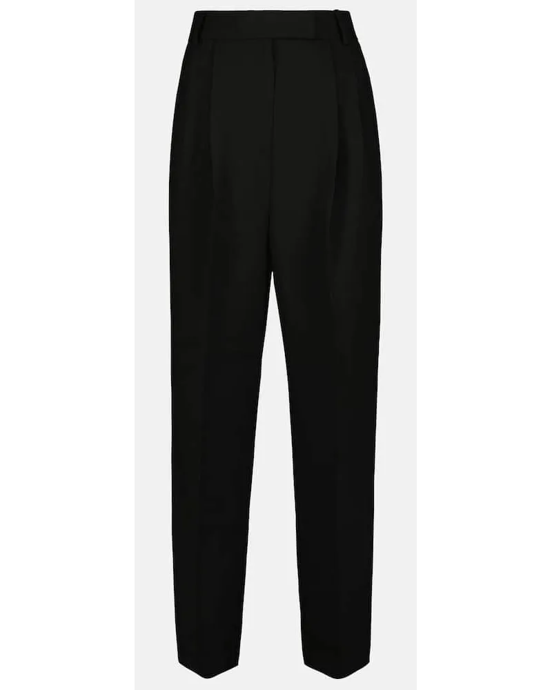 FRANKIE Shop Pantaloni Bea in twill a vita alta Nero