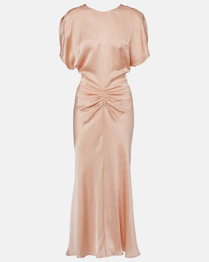 Victoria Beckham Abito midi in jacquard di raso Rosa