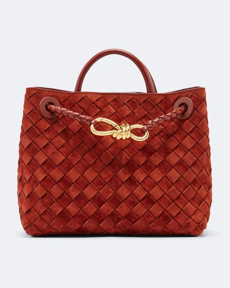 Bottega Veneta Shopper Andiamo Intrecciato Small in suede Arancione