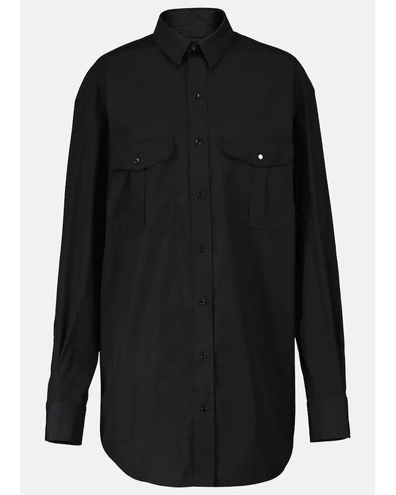 WARDROBE.NYC Miniabito chemisier in popeline di cotone Nero