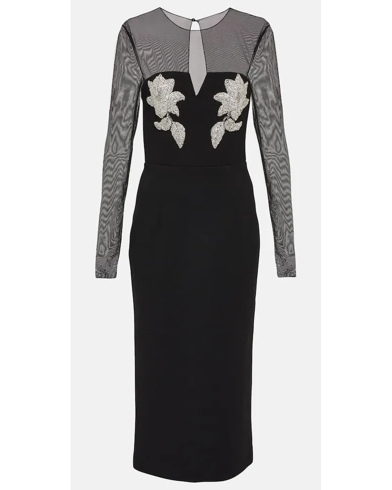 Rebecca Vallance Abito midi Ginevra con cristalli Nero