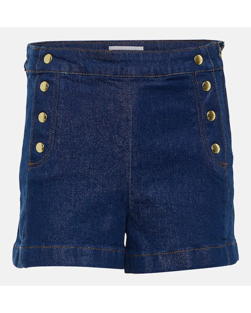 Frame Denim Shorts di jeans Sailor a vita alta Blu