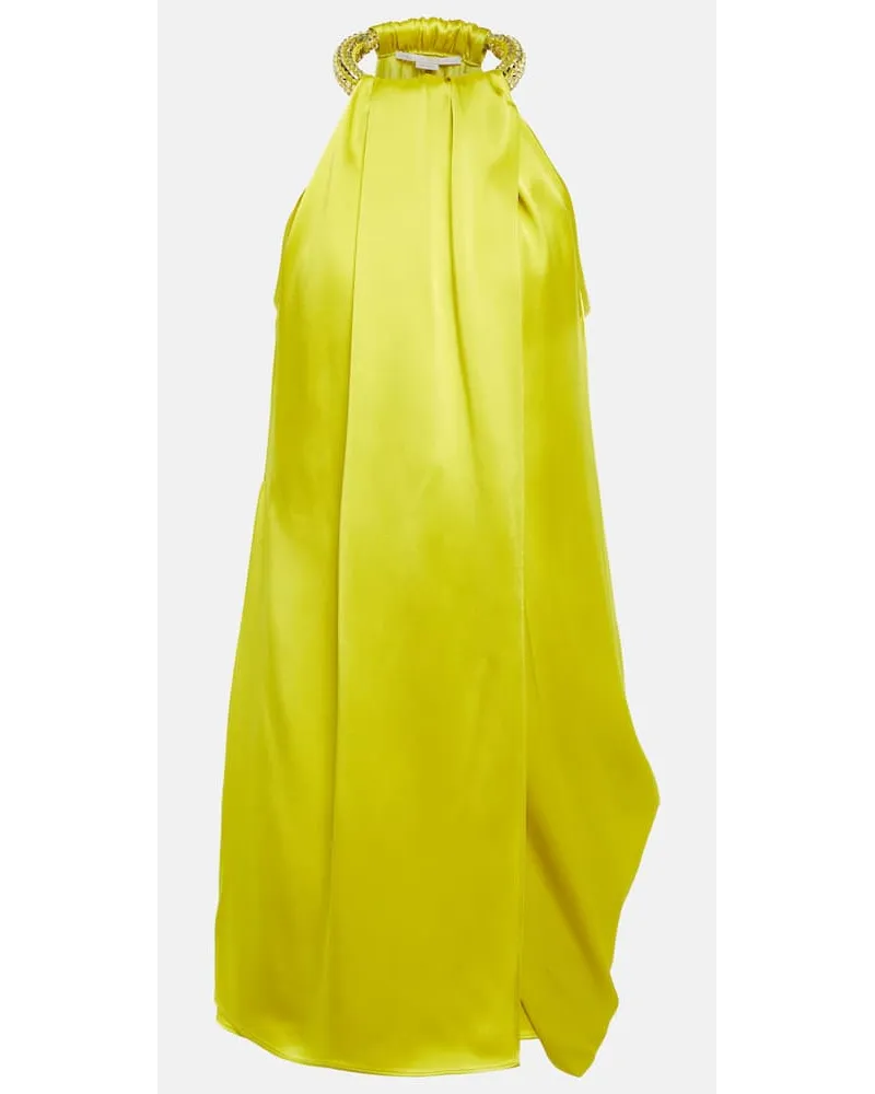 Stella McCartney Miniabito in raso con cristalli Giallo