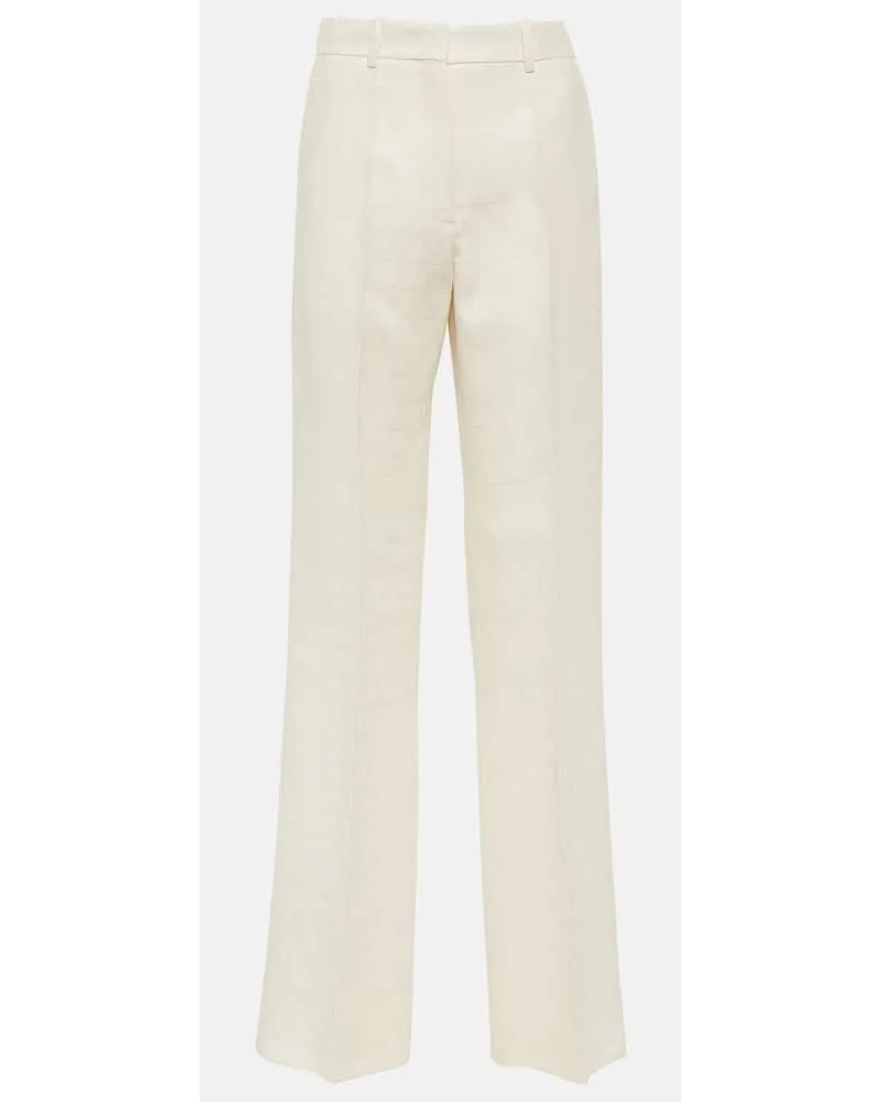 Valentino Garavani Pantaloni a gamba larga in lana e seta Bianco