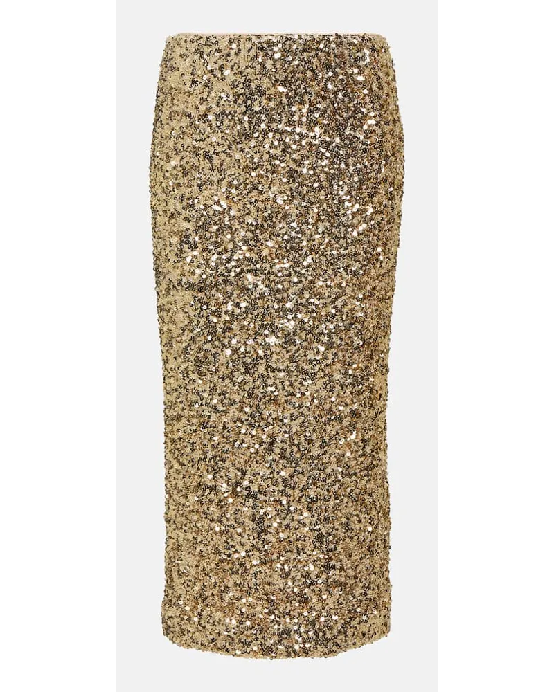 ROTATE Birger Christensen Gonna midi con paillette Oro
