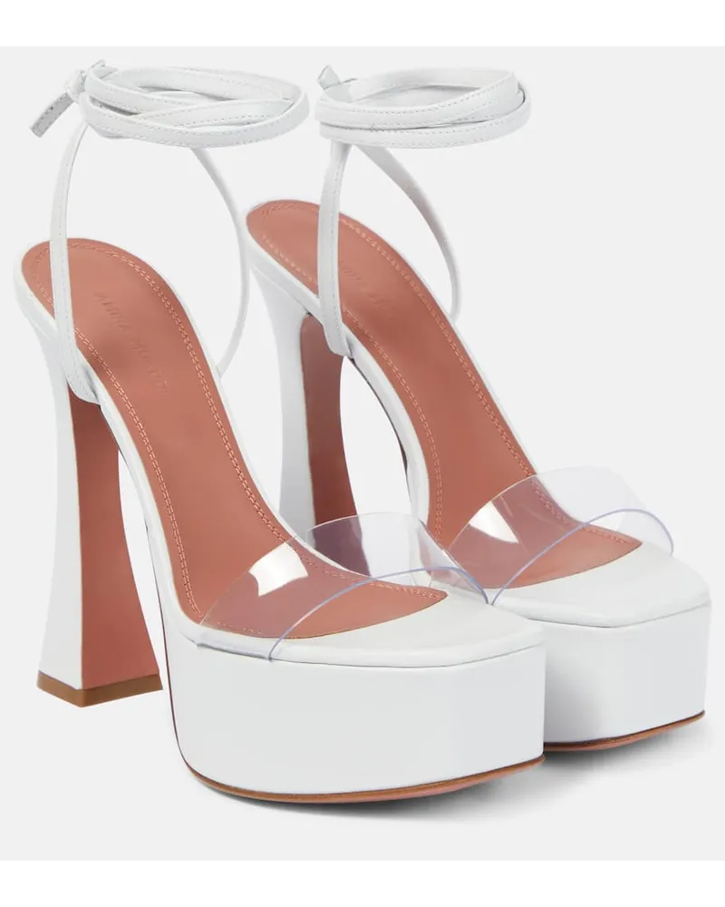 Amina Muaddi Sandali con plateau Sita in pelle e PVC Bianco