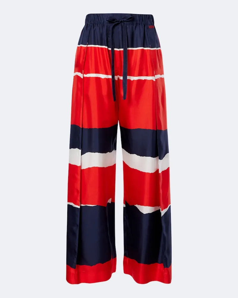 Loewe Pantaloni a gamba larga in twill di seta Rosso